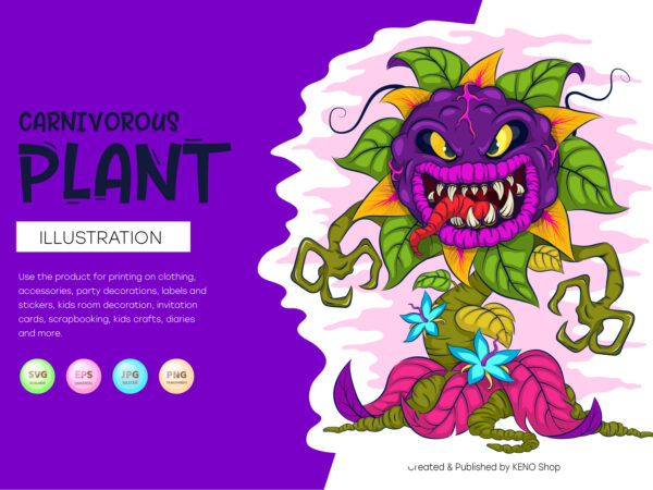 Cartoon carnivorous plant. t shirt vector file