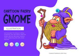 Cartoon fairy gnome. t shirt vector file