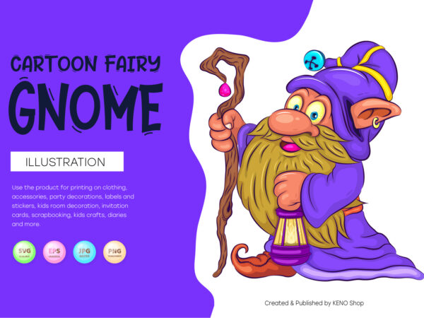 Cartoon fairy gnome. t shirt vector file