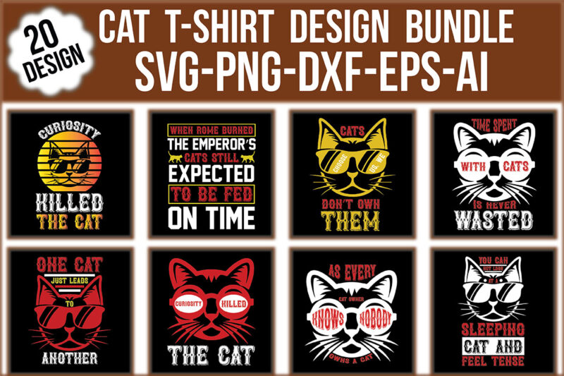 Cat T-shirt Design Bundle