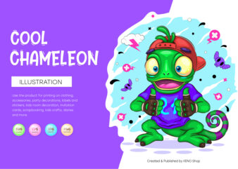Chameleon Cartoon Character.