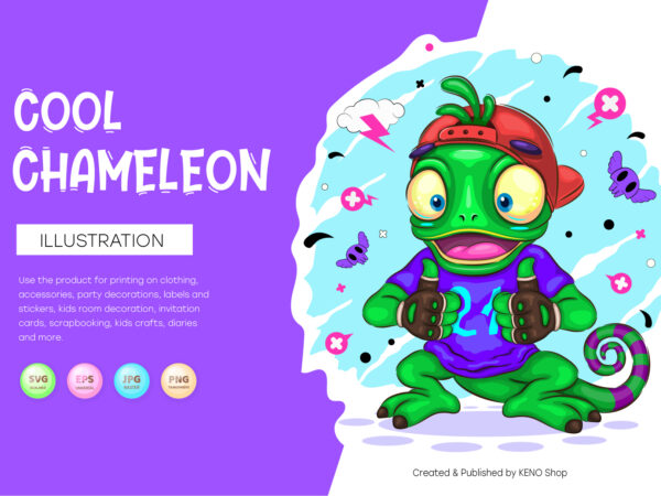 Chameleon cartoon character. t shirt vector file