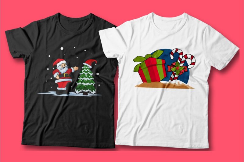 t-shirt vector Christmas Fun Cartoon Illustration Bundle Sublimation Vector, Funny, Gnome, Animals, Santa Claus, winter, Christmas t-shirt designs