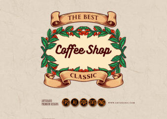 Coffee Shop Classic with Vintage ribbon Badge