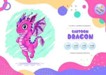 Colorful cartoon dragon. t shirt vector file