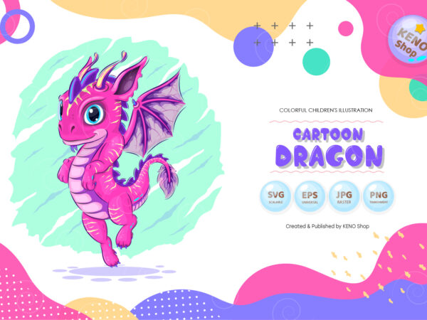 Colorful cartoon dragon. t shirt vector file