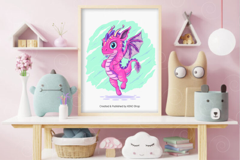 Colorful cartoon dragon.