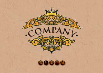 Company Bussines Vintage Crown Ornate t shirt vector file