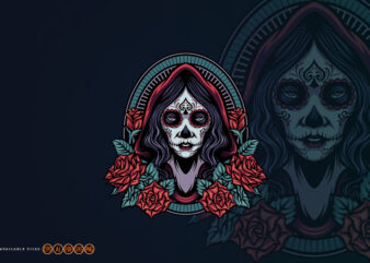 Beautiful Girl Mexican Calavera Catrina t shirt template