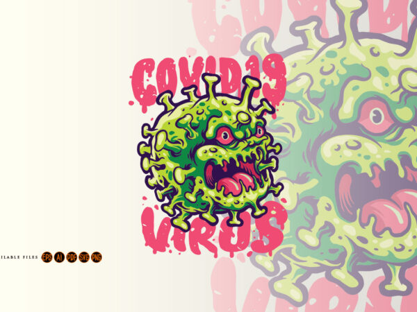 Covid 19 illustration with separated text t shirt vector file Covid 19 illustration with separated text t shirt vector file