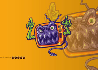 Monster television terror illustration