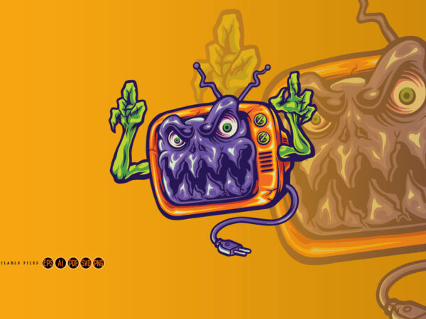 Monster television terror illustration t shirt designs for sale Monster television terror illustration t shirt designs for sale