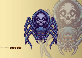 Halloween Black Angry Spider Skull