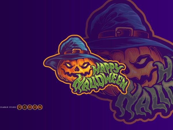 Halloween jack o lantern witch hat typeface graphic t shirt
