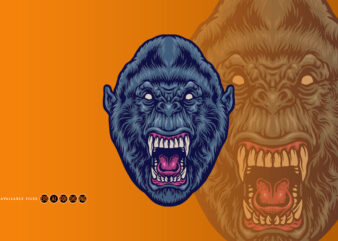 Angry beast gorilla head Illustrations t shirt vector