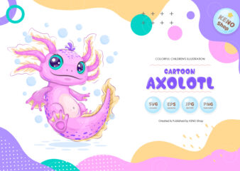 Cute cartoon axolotl.