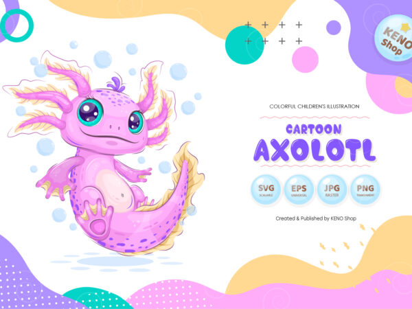 Cute cartoon axolotl. t shirt vector file