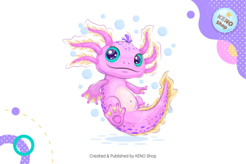 Cute cartoon axolotl.