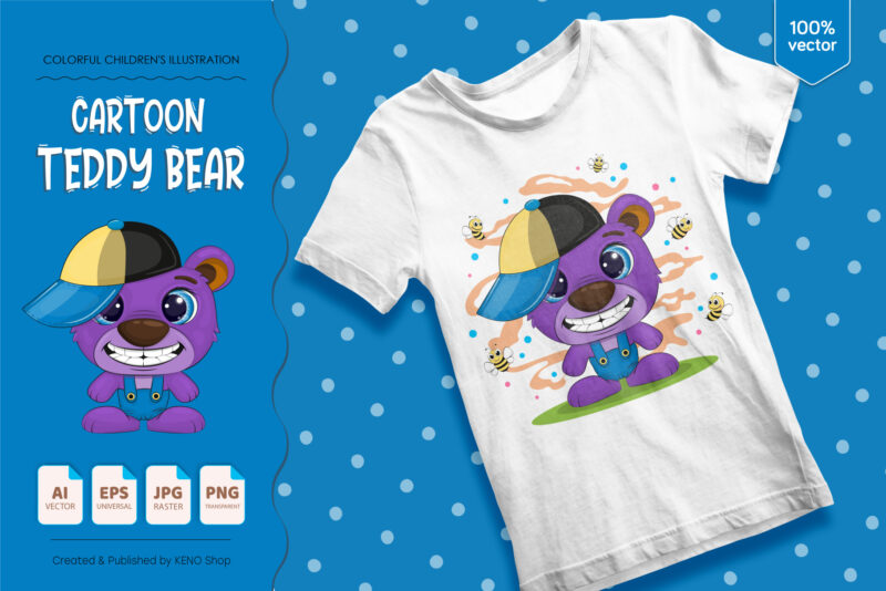 t-shirt vector Cute cartoon bear.
