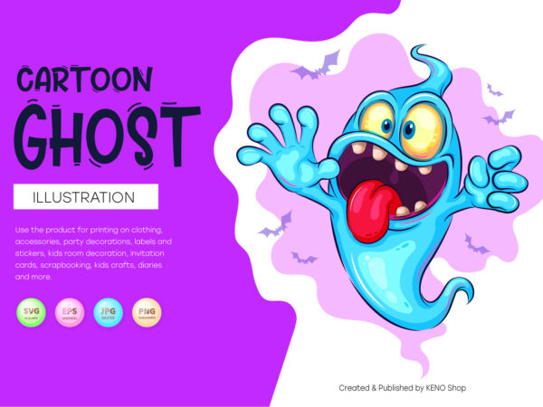 Cute cartoon ghost. t shirt vector file