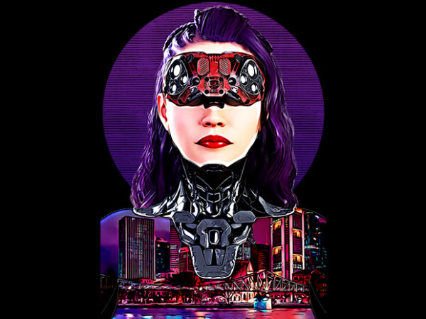 Cyberpunk girl t shirt vector file