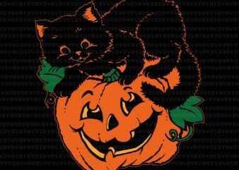 Pumpkin and Black Cat Halloween Svg, Pumpkin Svg, Halloween Svg, Ca t Halloween Svg
