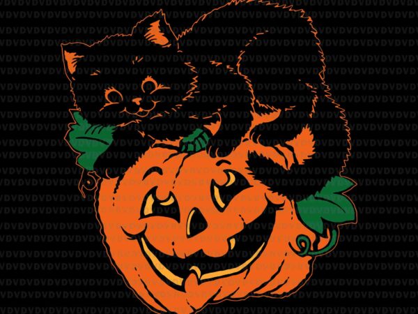 Pumpkin and black cat halloween svg, pumpkin svg, halloween svg, ca t halloween svg t shirt illustration