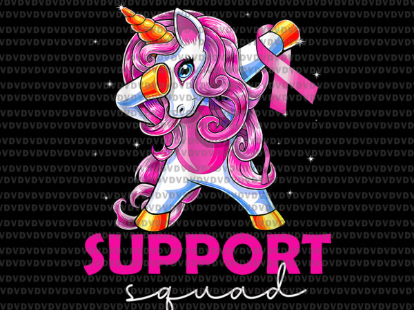 Support squad breast cancer awareness pink unicorn png, pink unicorn png, support squad unicorn png, unicorn dabbing png, unicorn png t shirt template vector