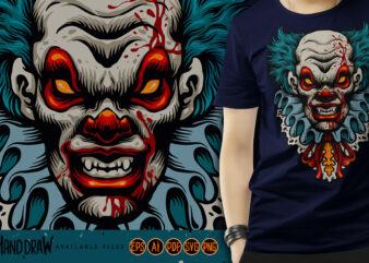Evil scary clown terror Halloween Illustrations vector clipart
