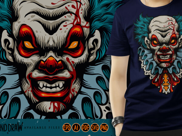 Evil scary clown terror halloween illustrations vector clipart