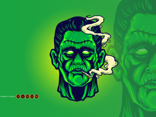 Frankenstein smoking cannabis halloween t shirt graphic design