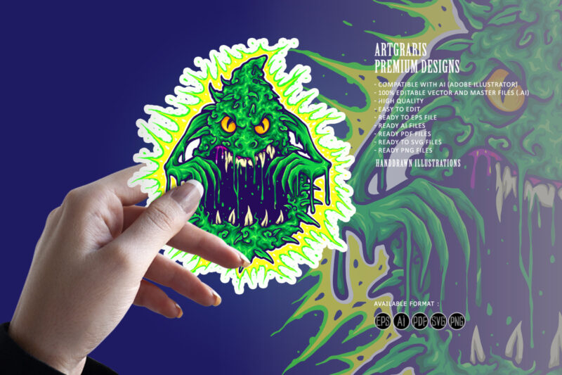 Ghost Cannabis Weed Monster Illustrations