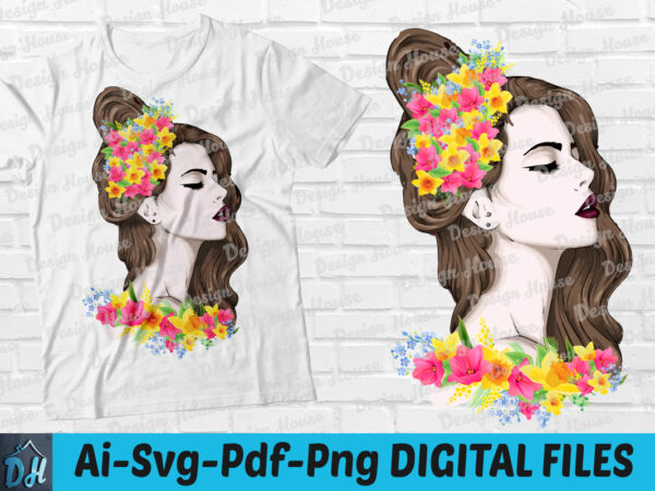 Girl flower wreath on vector t-shirt design, hot flower garden girl pot head t shirt, funny girl face tshirt, flower garden girl pot head sweatshirts & hoodies