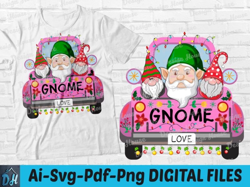 Merry Christmas Gnome Truck, Gnomes, Christmas Gnomes, Gnomes In Truck, Sublimation Design, Sublimation Design Download, Christmas Truck, Christmas Clipart, Printable