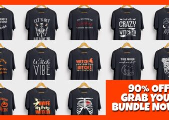 Halloween T-Shirt Bundle, Skeleton, Horror, Funny, Pumpkin, Skull, Vector T-Shirt Design, Fall Season, Trending Design, Hocus Pocus, Witch t-shirt designs