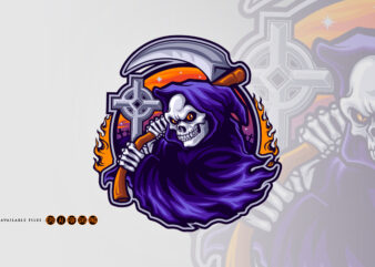 Halloween Grim Reaper Cartoon Logo
