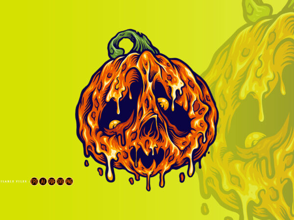 Halloween melt pumpkins horror illustrations graphic t shirt