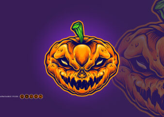 Halloween Skull Monster Carved Mascot
