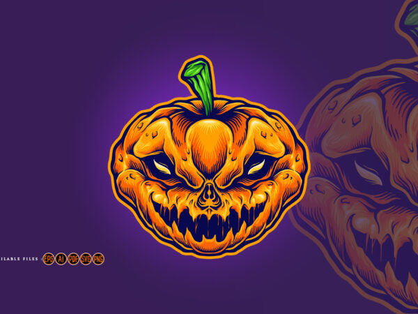 Halloween skull monster carved mascot graphic t shirt