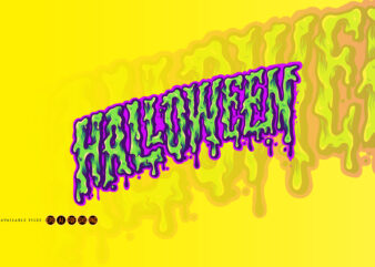 Halloween Typeface Trippy Color Illustrations