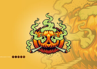 Halloween Weed Smoke Cartoon Illustrations