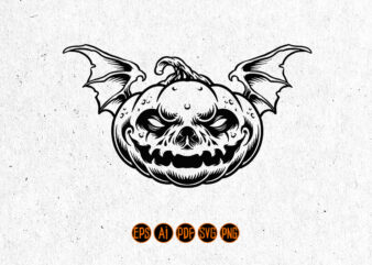 Halloween character the pumpkin head with bat wing