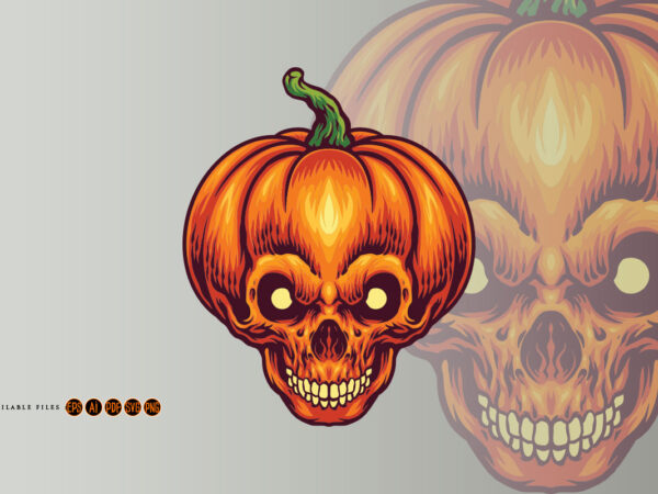 Halloween jack o lantern pumpkin skull head graphic t shirt