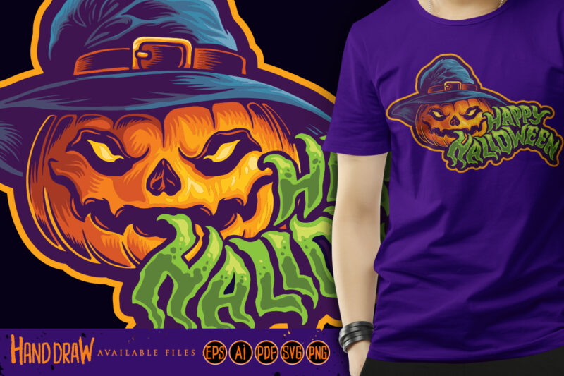 Halloween jack o lantern witch hat Typeface