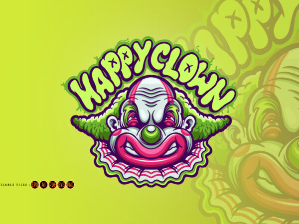 Happy clown spooky halloween mascot graphic t shirt Happy clown spooky halloween mascot graphic t shirt