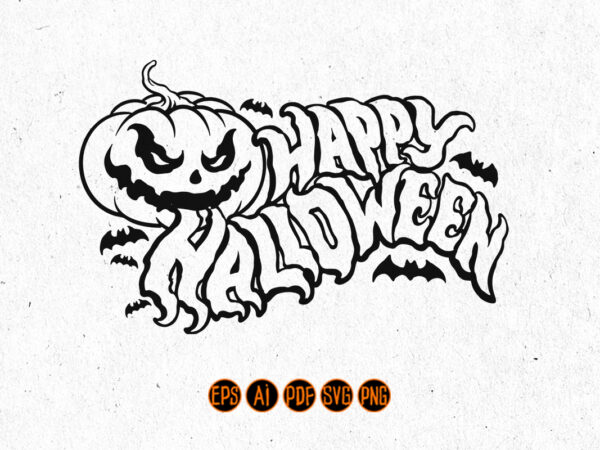 Happy halloween text logo silhouette graphic t shirt