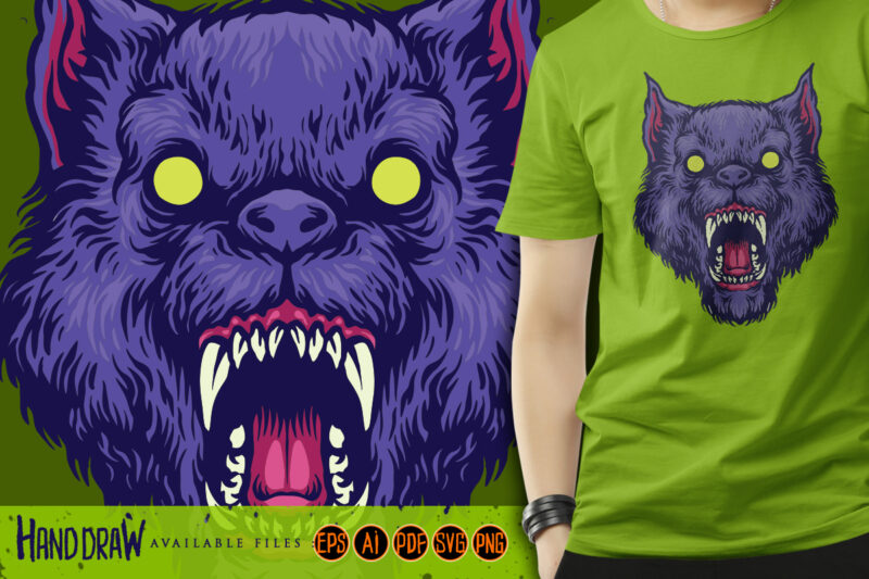 Head Angry werewolf Mascot Illustrations