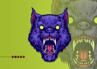 Head Angry werewolf Mascot Illustrations