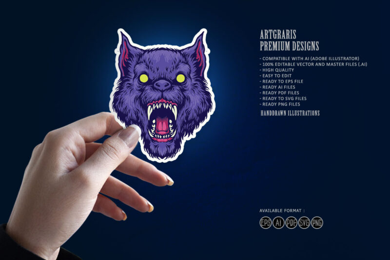 Head Angry werewolf Mascot Illustrations