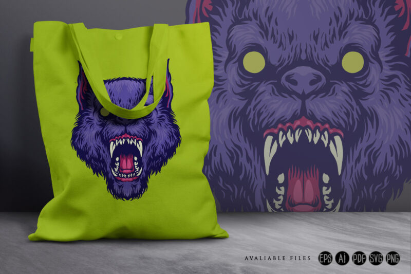 Head Angry werewolf Mascot Illustrations